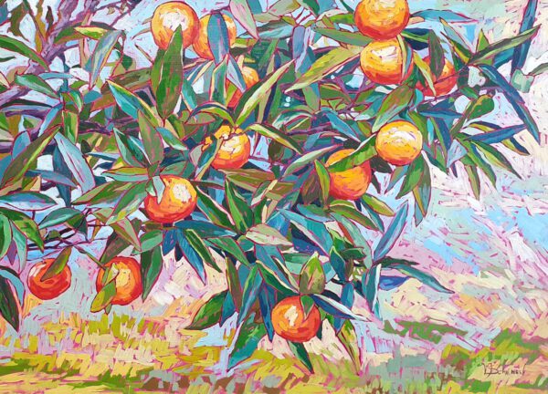 Tangerines on the branch